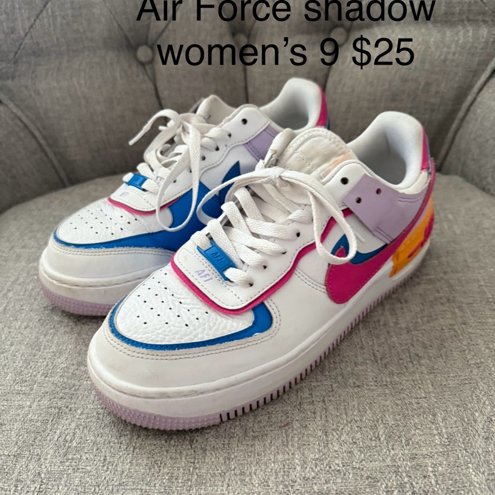 Nike Women's Air Force Shadow Sneakers - Pink, Blue, Yellow